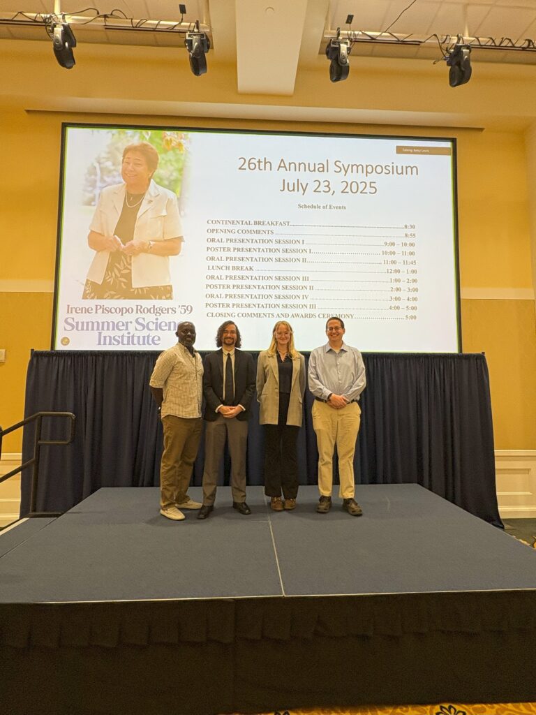 SSI 2025 Oral Presentation winners: Dr. Ben Kisila (faculty mentor) with Eric Torres; Lily Gruss with faculty mentor Dr. Davis Oldham