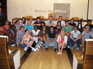 Business students at the Bilbao Stock Market
