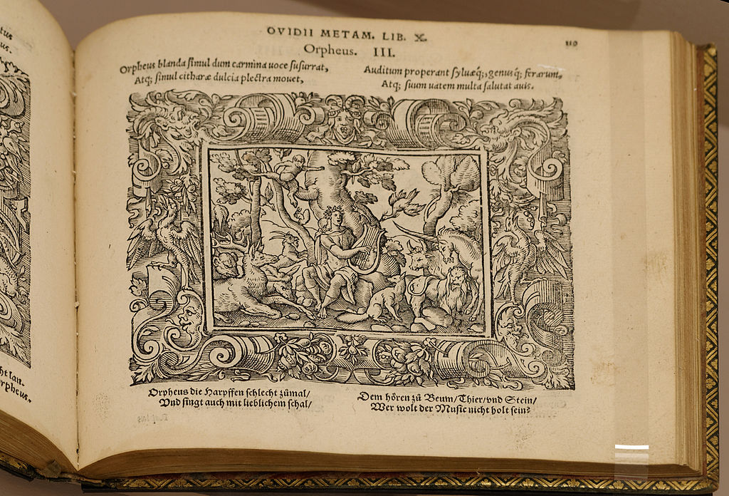Illustration of Orpheus charming the animals