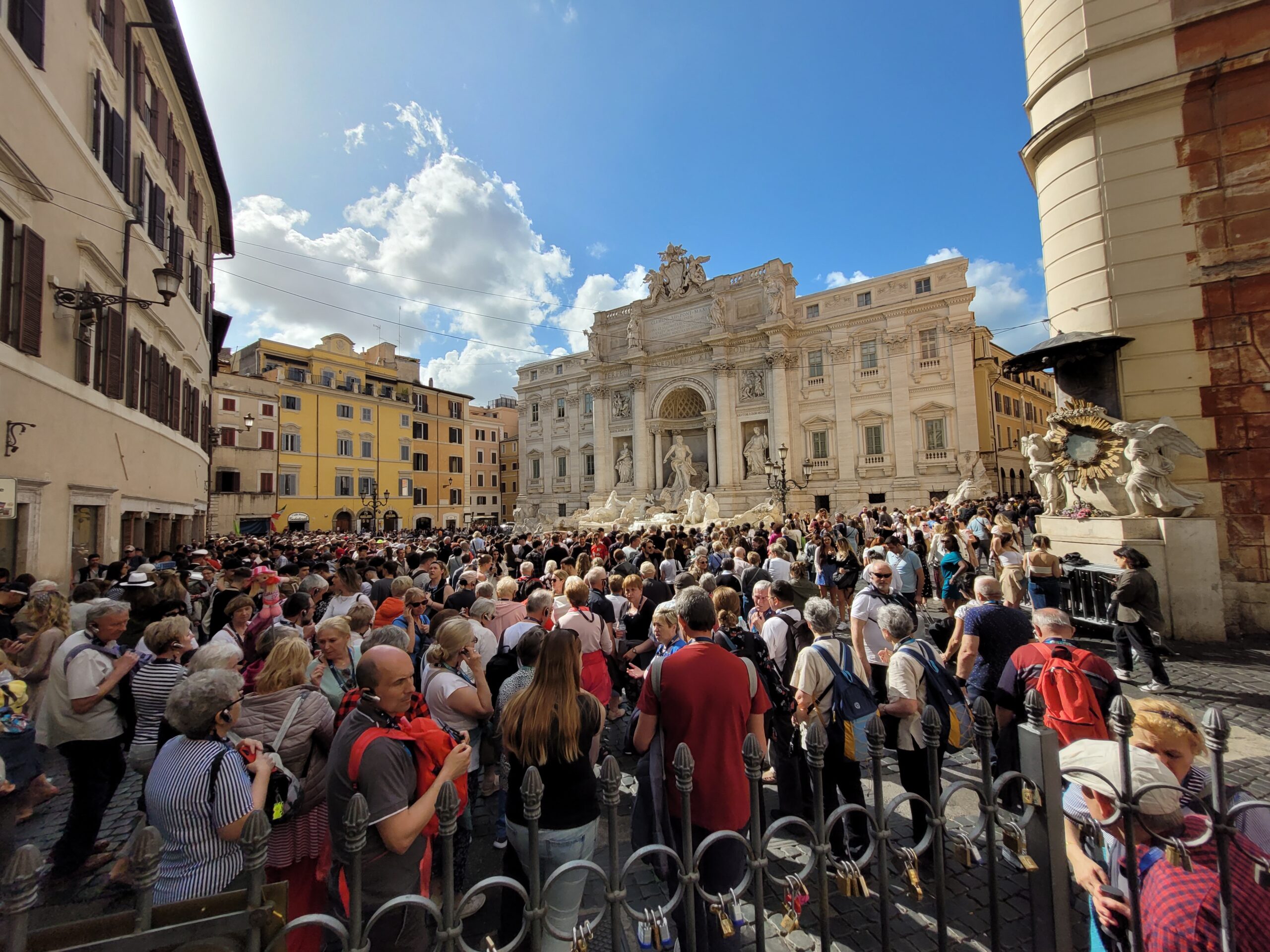 Crowds and Trevi Fountain Rome