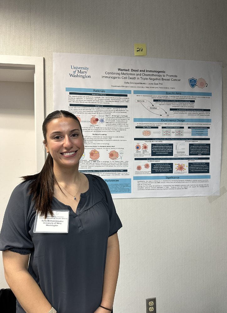 Sofia Szczepankiewicz standing by her research poster