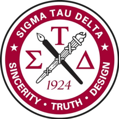 Sigma Tau Delta Crest with crossed torch and ink pen