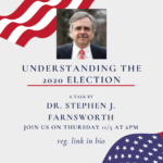A flyer for the event with a headshot of Professor Stephen Farnsworth.
