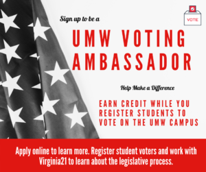 Flyer to become a U M W Voting Ambassador.