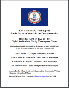 A flyer for the event with information and a graphic of Virginia's flag.